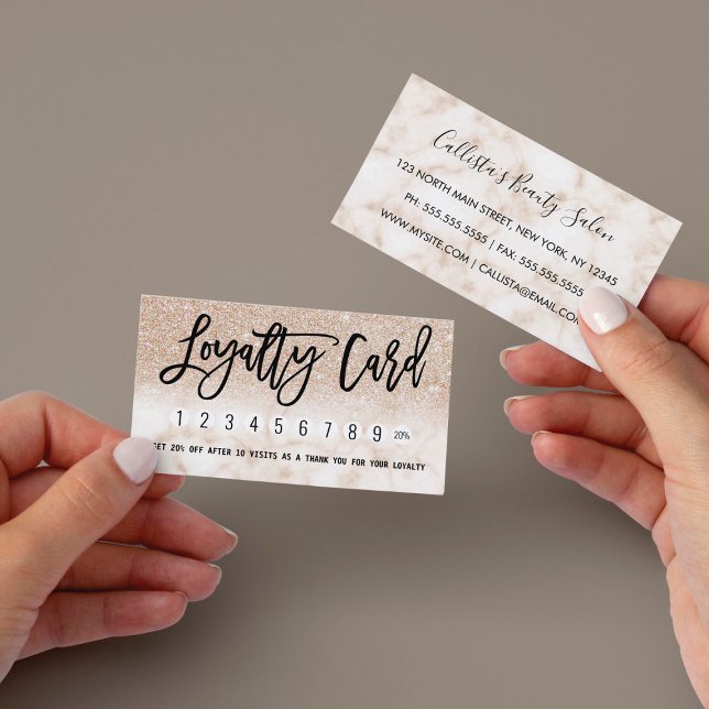 Cartão De Fidelidade Glamoré moderno Dourado mármore de glitter (Criador carregado)