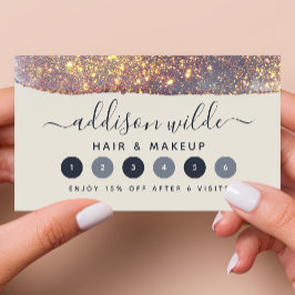 Cartão De Fidelidade Glitter Dourado Roxo Iridescente