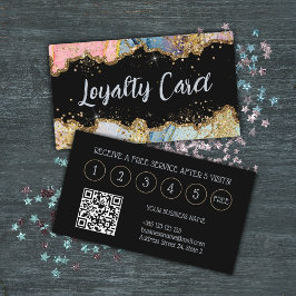 Cartão De Fidelidade Glitter Marble Abstrato Modern QR Code