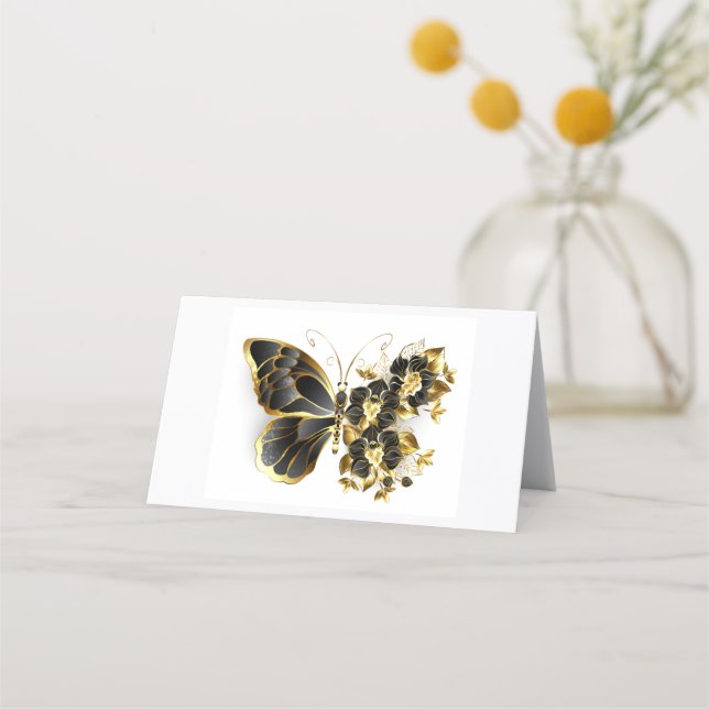 Cartão De Fidelidade Gold Flower Butterfly with Black Orchid (Frente)