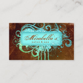 Cartão De Fidelidade Grunge Glitter Salon Spa Brown Blue Leyalty Card