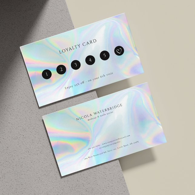 Cartão De Fidelidade Hair Salon e Makeup Iridescent Business (Hair Salon and Makeup Iridescent Business Loyalty Card)
