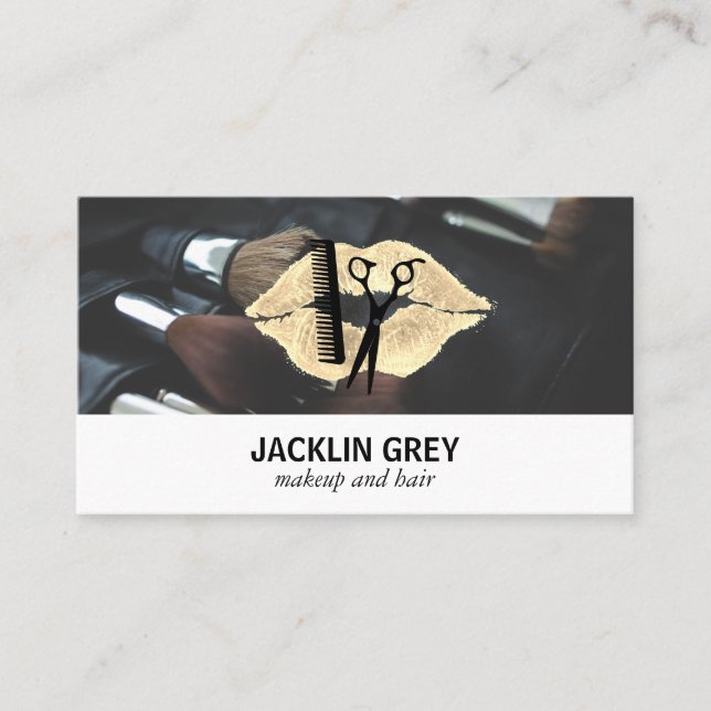 Cartão De Fidelidade Hair Stylist Kiss | Stylist | Pincéis de maquilhag (Frente)