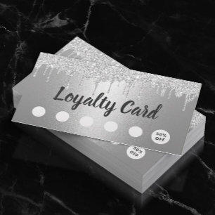 Cartão De Fidelidade Hair Stylist Makeup Artist Silver Drips Lealdade