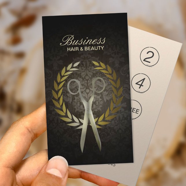 Cartão De Fidelidade Hairdresser Dourado de Tesoura (Criador carregado)