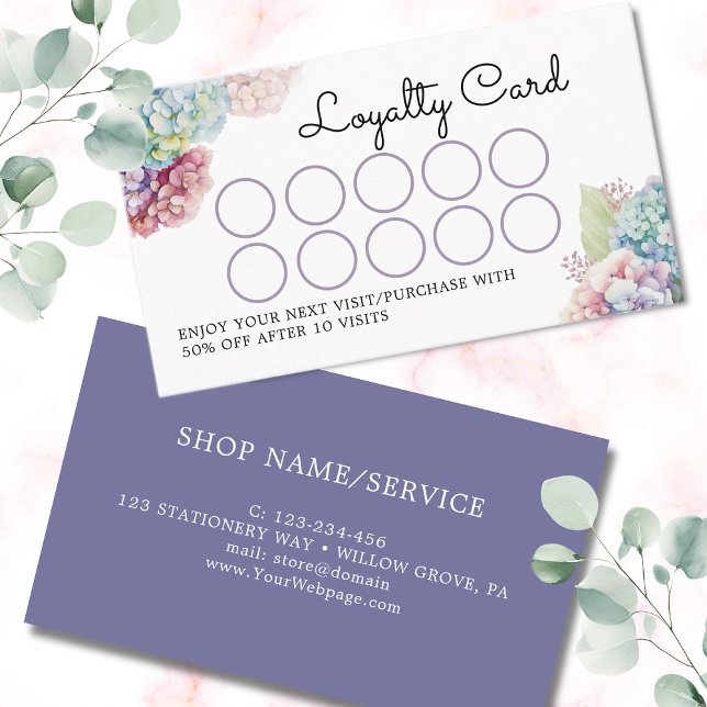 Cartão De Fidelidade Hídrangas violetas (Criador carregado)