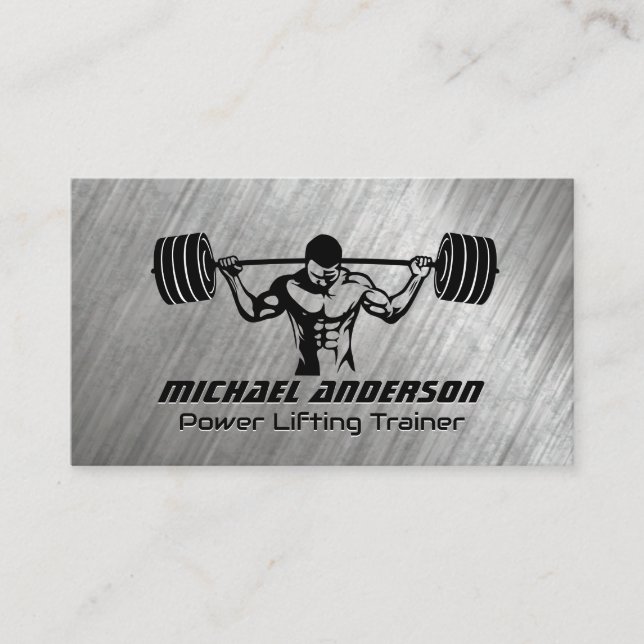 Cartão De Fidelidade Homem Esquartejando Pesos Pesados | Grunge Metálic (Frente)
