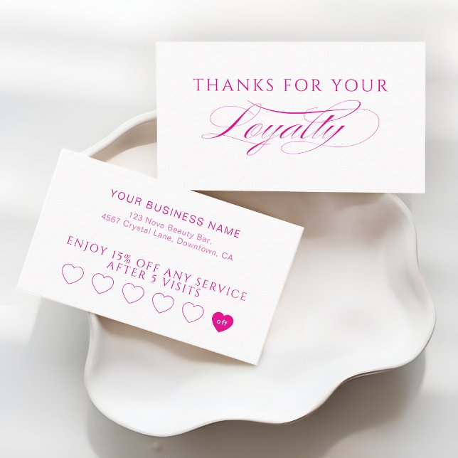 Cartão De Fidelidade Hot Pink and White Spa Beauty Salon (Criador carregado)