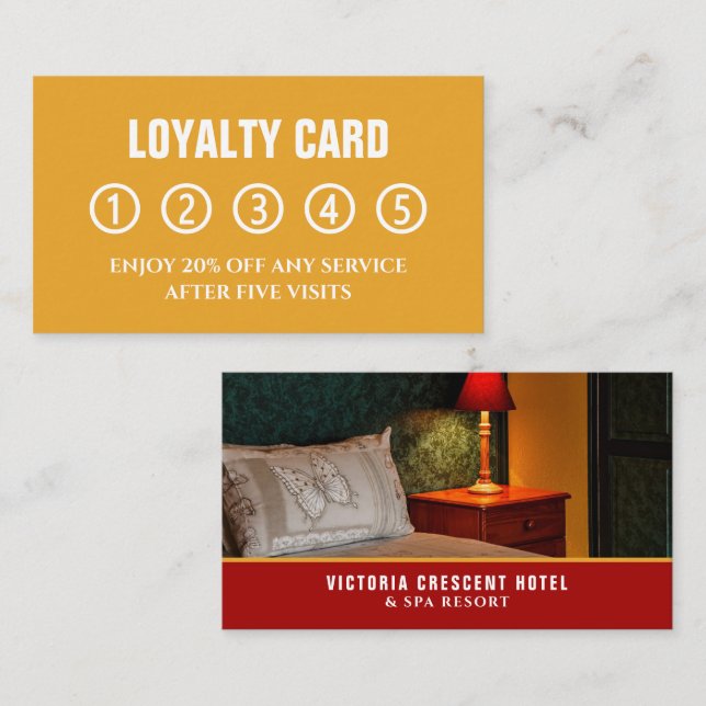 Cartão De Fidelidade Hotel Room, Hotel Acomodation Business (Frente/Verso)
