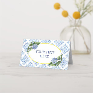 Cartão De Fidelidade Hydrangeas Blue Azulejo Comida Tent Place Card