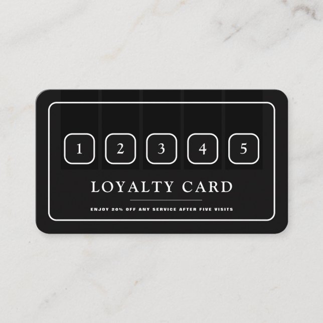 Cartão De Fidelidade Ícone profissional preto e branco (Frente)