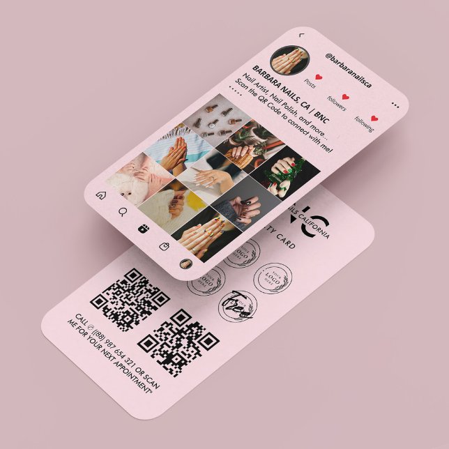 Cartão de Fidelidade IG Rosa-Rosa-Manicurista-Nail (Criador carregado)
