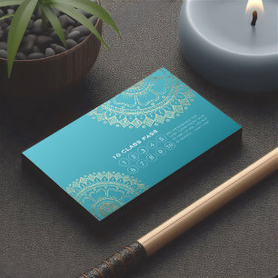 Cartão De Fidelidade Instrutor de Meditação Yoga Dourado Palala
