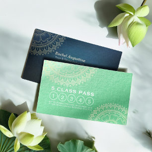 Cartão De Fidelidade Instrutor de Meditação Yoga Dourado Palala