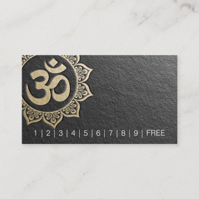 Cartão De Fidelidade Instrutor YOGA Chic Black Dourado OM Mandala leald (Frente)