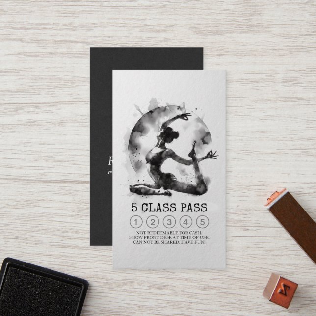 Cartão De Fidelidade Instrutor Yoga One-Legged King Pose 5 Class Pass (Frente/Verso In Situ)