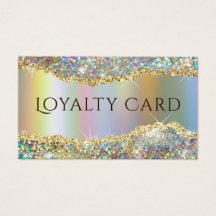 Cartão de fidelidade iridescente à folha de ouro
