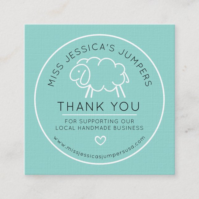 Cartão De Fidelidade Knit lambswool logótipo aqua Obrigado (Frente)