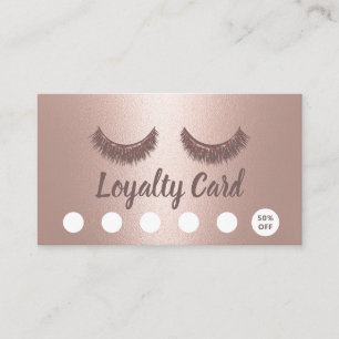 Cartão De Fidelidade Lashes Brows Makeup Artista Rosa lealdade Dourada