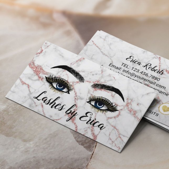 Cartão De Fidelidade Lashes Dourados Makeup Artista Rosa Dourada Lealda (Criador carregado)