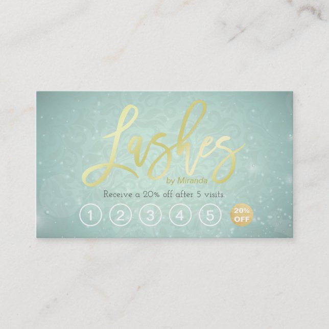 Cartão De Fidelidade Lashes Makeup Artist Dourado Script Loyalty Punch (Frente)