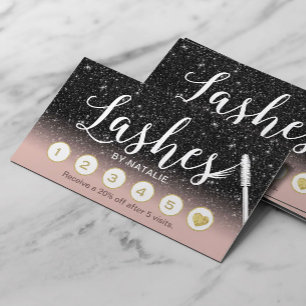 Cartão De Fidelidade Lashes Makeup Artista Black & Pink Ombre Loyalties