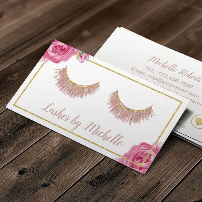 Cartão De Fidelidade Lashes Makeup Artista Elegante Lealdade Floral (Criador carregado)