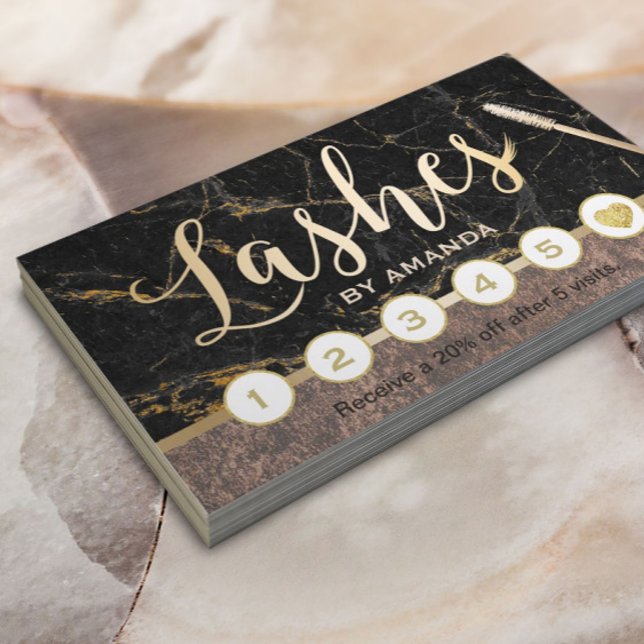 Cartão De Fidelidade Lashes Makeup Artista moderno Marble Lealdade Cobr (Criador carregado)