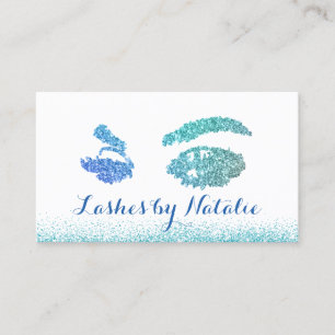 Cartão De Fidelidade Lashes Maquiagem Artista Teal Blue Eyelash Salon
