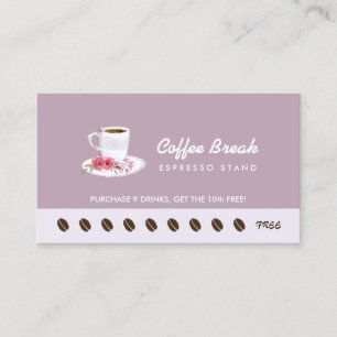 Cartão De Fidelidade Lavanda Chic Floral Café Socorro de Lealdade