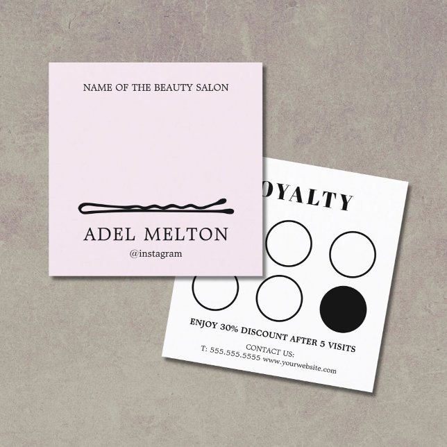 Cartão De Fidelidade Lealdade a Salão de Pinos Brancos Modernos e Elega (Criador carregado)