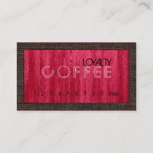 Cartão De Fidelidade Lealdade Café Punch Modern Red Wood Grain #2