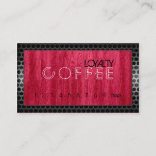 Cartão De Fidelidade Lealdade Café Punch Modern Red Wood Grain #3