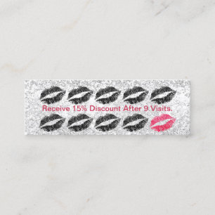 Cartão De Fidelidade Lealdade de prata dos lábios do preto do salão d