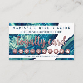 Cartão De Fidelidade Lealdade Dourado cor-de-rosa da pedra azul de