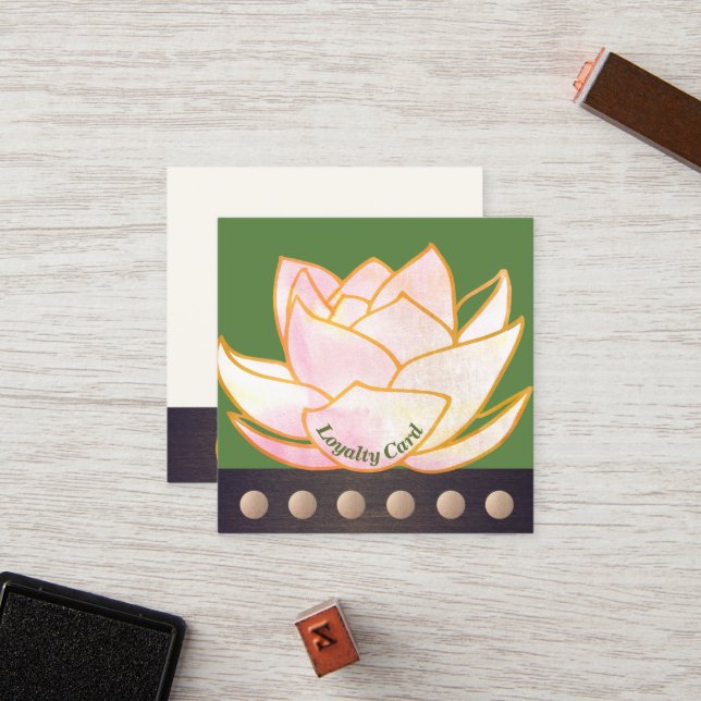 Cartão De Fidelidade Lealdade rosa Lotus Mandala 6 Punch (Frente/Verso In Situ)