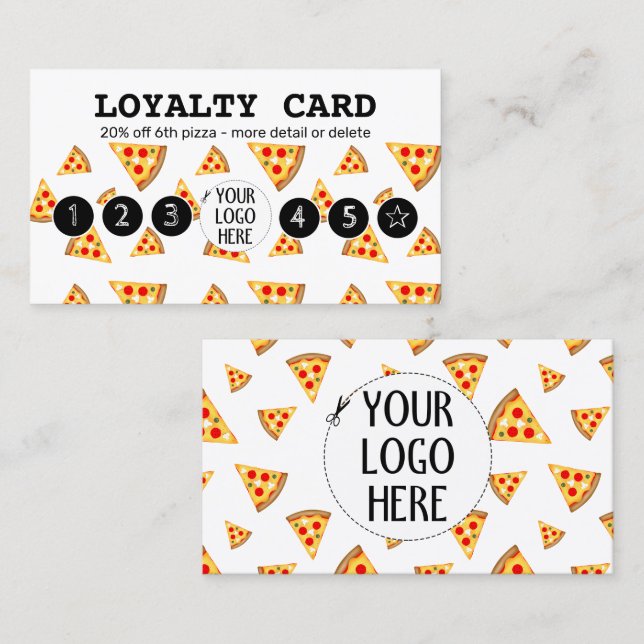 Cartão De Fidelidade Legal padrão de fatias de pizza Pizzeria Seu logot (Frente/Verso)