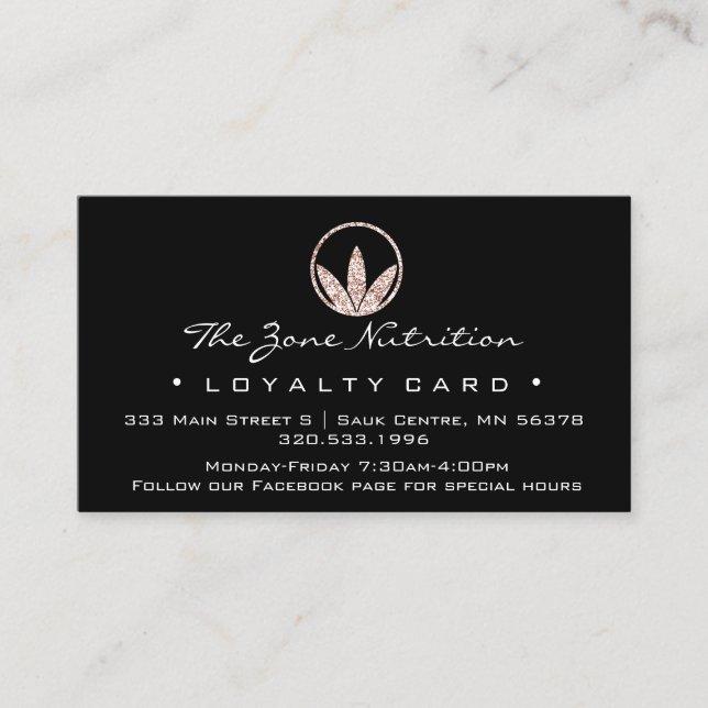 Cartão De Fidelidade Letras de saúde com nutrição de cartão-fidelidade  (Frente)