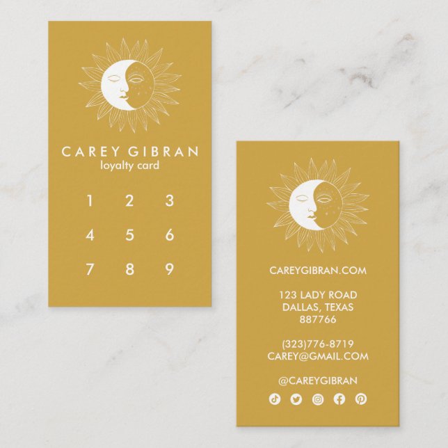 Cartão De Fidelidade Linha Elegante de Chic Moon & Sun Desenho PERSONAL (Frente/Verso)