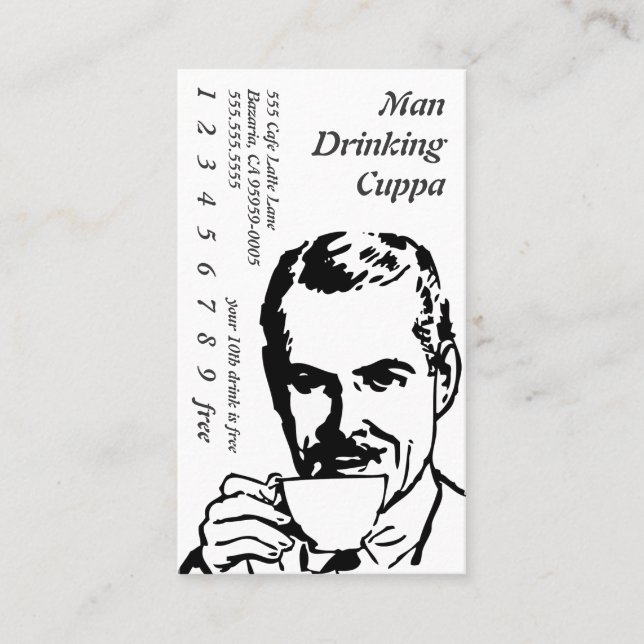 Cartão De Fidelidade Linha manhã Cuppa do bebendo do café da arte (Frente)