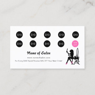 Cartão De Fidelidade Literatura de Salão de Menina Negra e Rosa