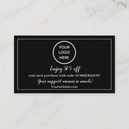 Cartão De Fidelidade Logotipo branco preto Obrigado Punch (Recompensa à