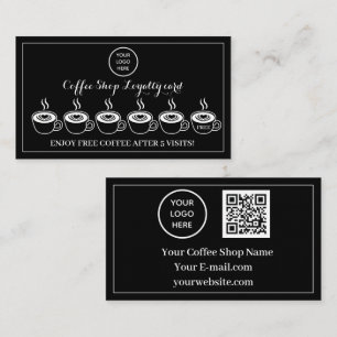 Cartão De Fidelidade Logotipo Comprado de café branco preto Sensação de