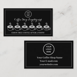 Cartão De Fidelidade Logotipo Comprado de café branco preto Sensação de
