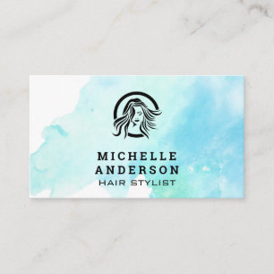 Cartão De Fidelidade Logotipo de Beleza do Cabelo Salon da Aquarela C
