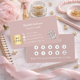 Cartão De Fidelidade Logotipo de negócios de código qr rosa poeira