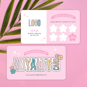 Cartão De Fidelidade Logotipo de Salão de Unhas estéticas cor-de-rosa c