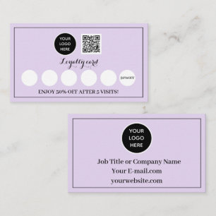 Cartão De Fidelidade Logotipo Lilac Roxo Recompensa de Negócios Moderna