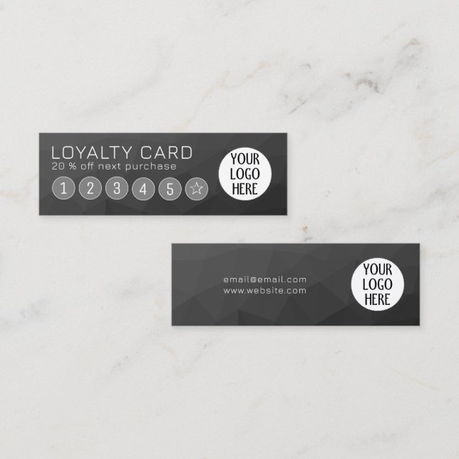 Cartão De Fidelidade Logotipo Personalizado de Malha Geométrica com Gra (Frente/Verso)