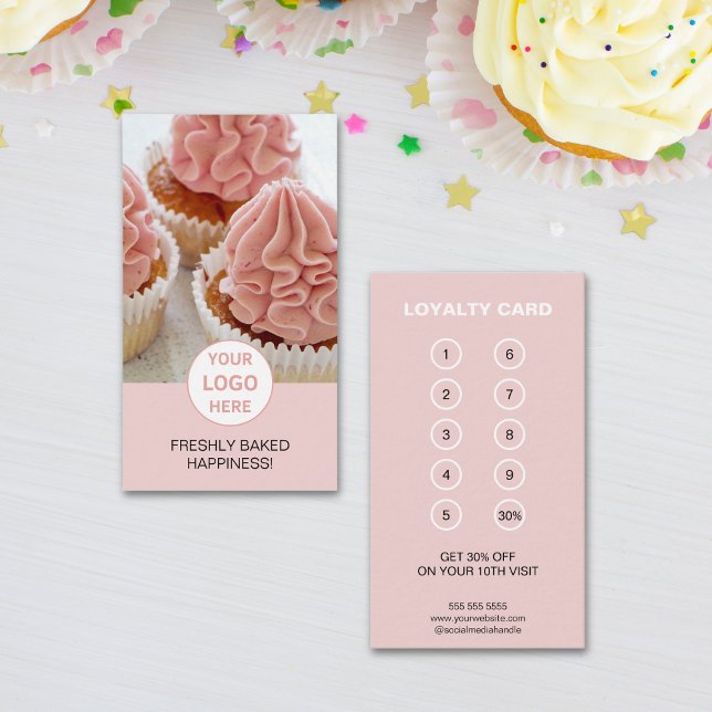 Cartão De Fidelidade Logotipo personalizado Empresa profissional (Custom Logo Bakery Professional Business Loyalty Card)